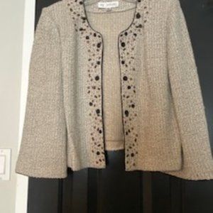 ST JOHN Vanilla/Tan Open Front Blazer, Size 10
